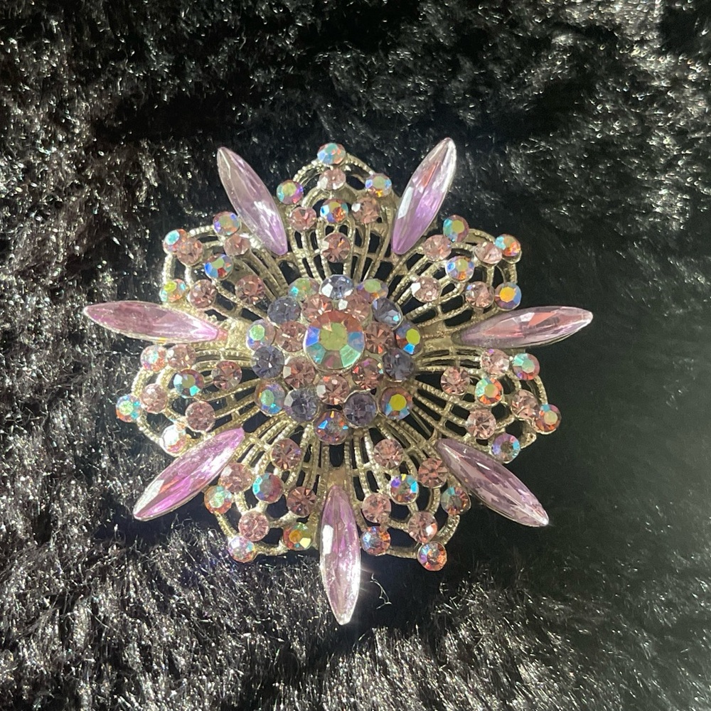 Vintage Purple Crystal Brooch